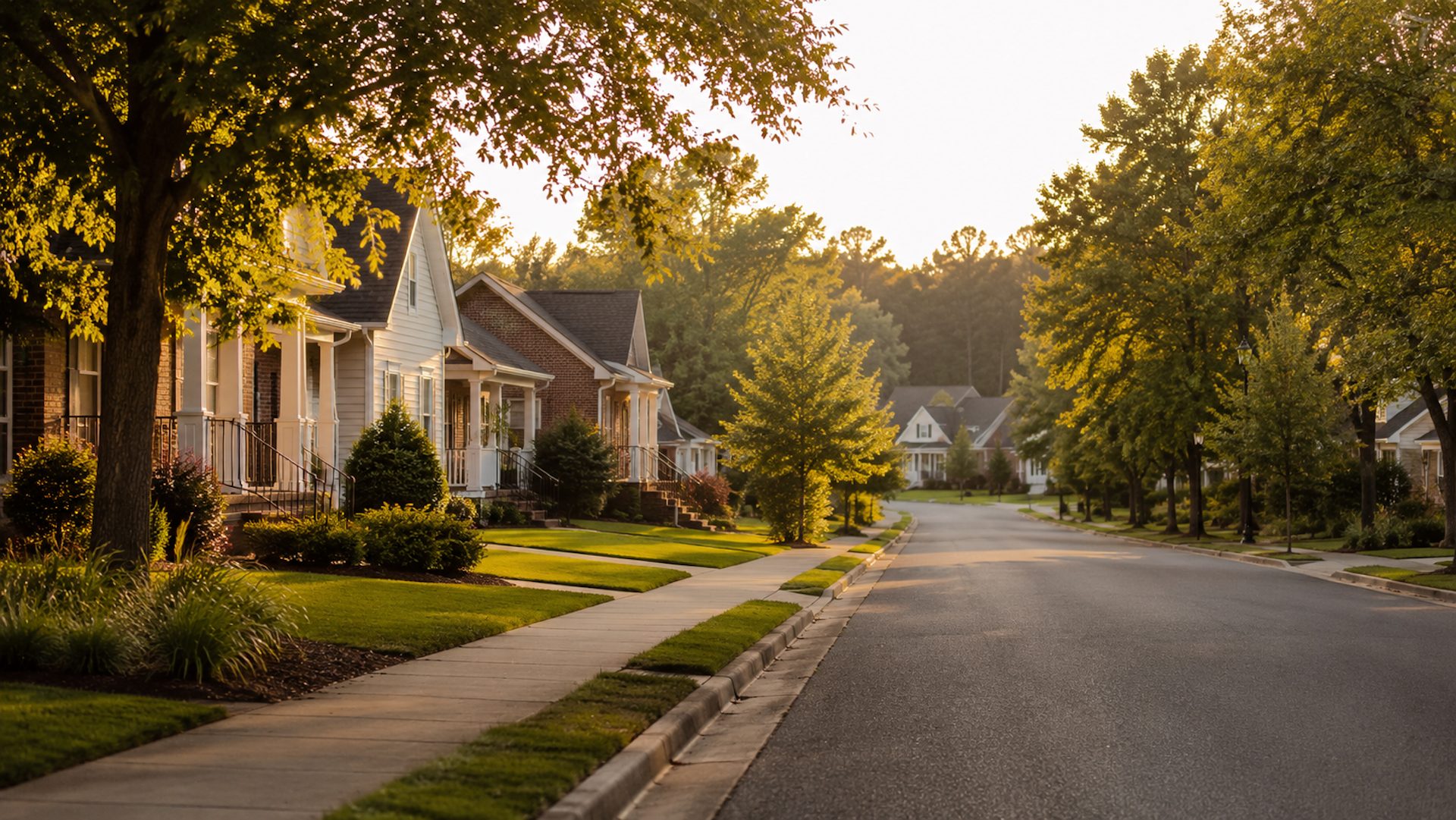A quiet residential neighborhood street in metro Atlanta